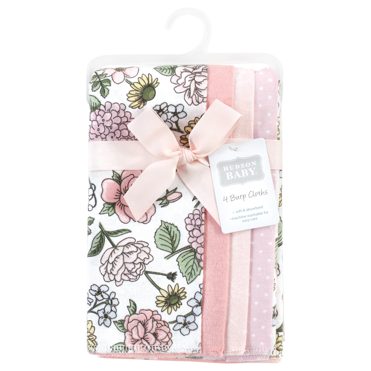 Hudson Baby Girls 4Pk Flannel Burp Cloth (Cotton Poly