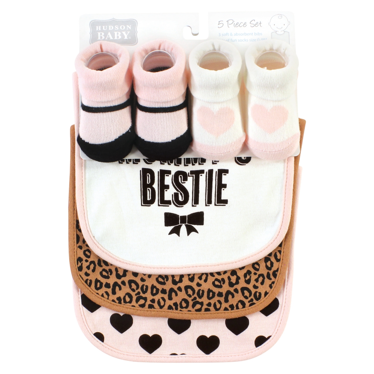 Hudson Baby Girls 5Pk Bibs and Socks Set