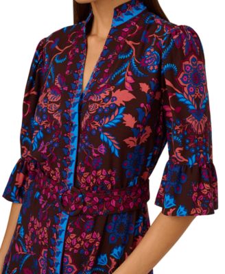 by Adrianna Papell Women's 3/4-Sleeve Belted Fit & Flare Dress