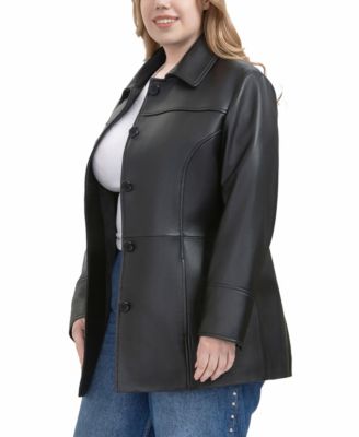 Plus Size Sofia Leather Car Coat