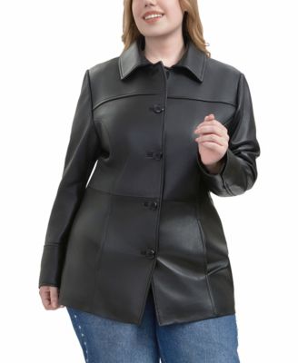 Plus Size Sofia Leather Car Coat
