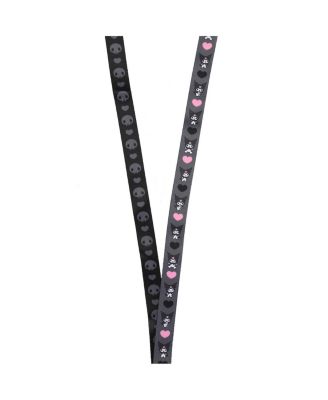Hearts & Skulls Black Lanyard With Character Charm