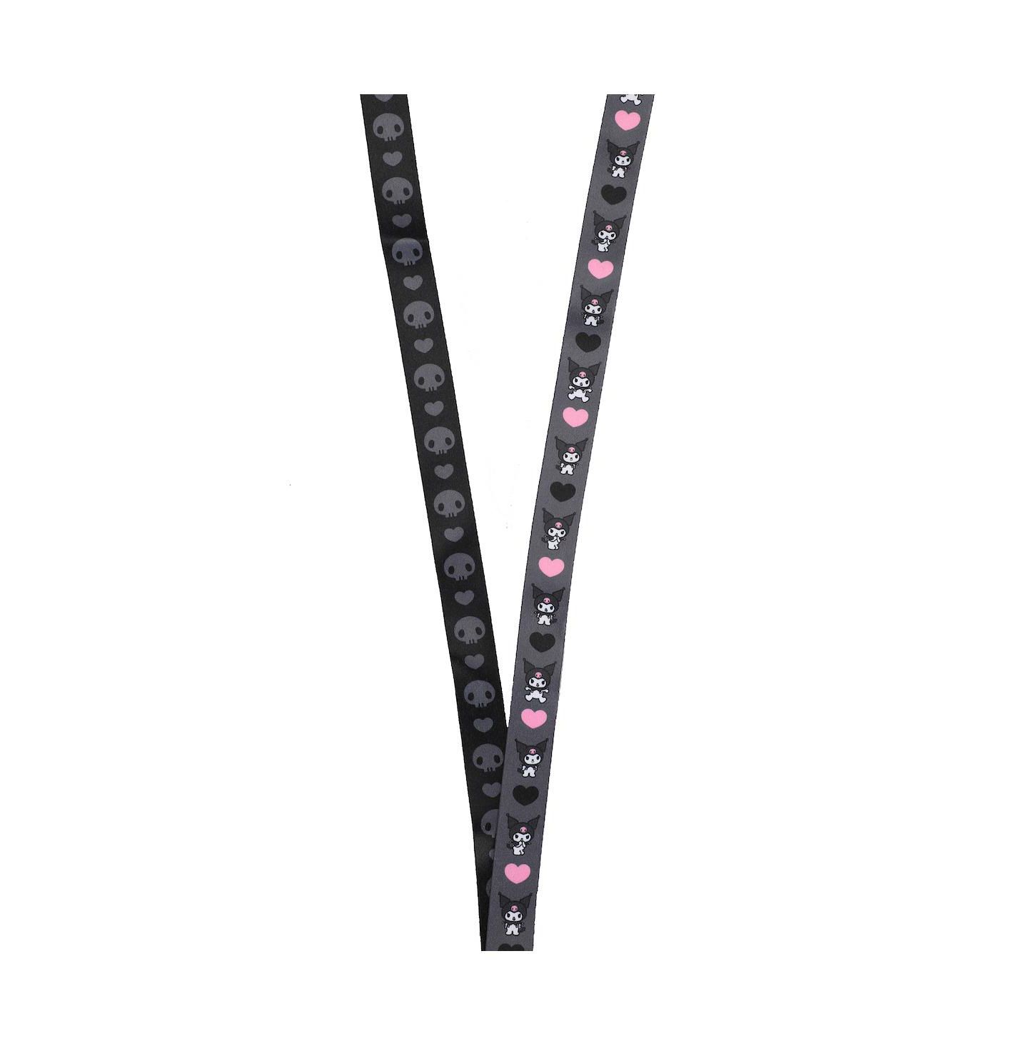 Женские брелоки Kuromi Hearts and Skulls Black Lanyard With Character Charm, цвет: Разноцветный — фото 2