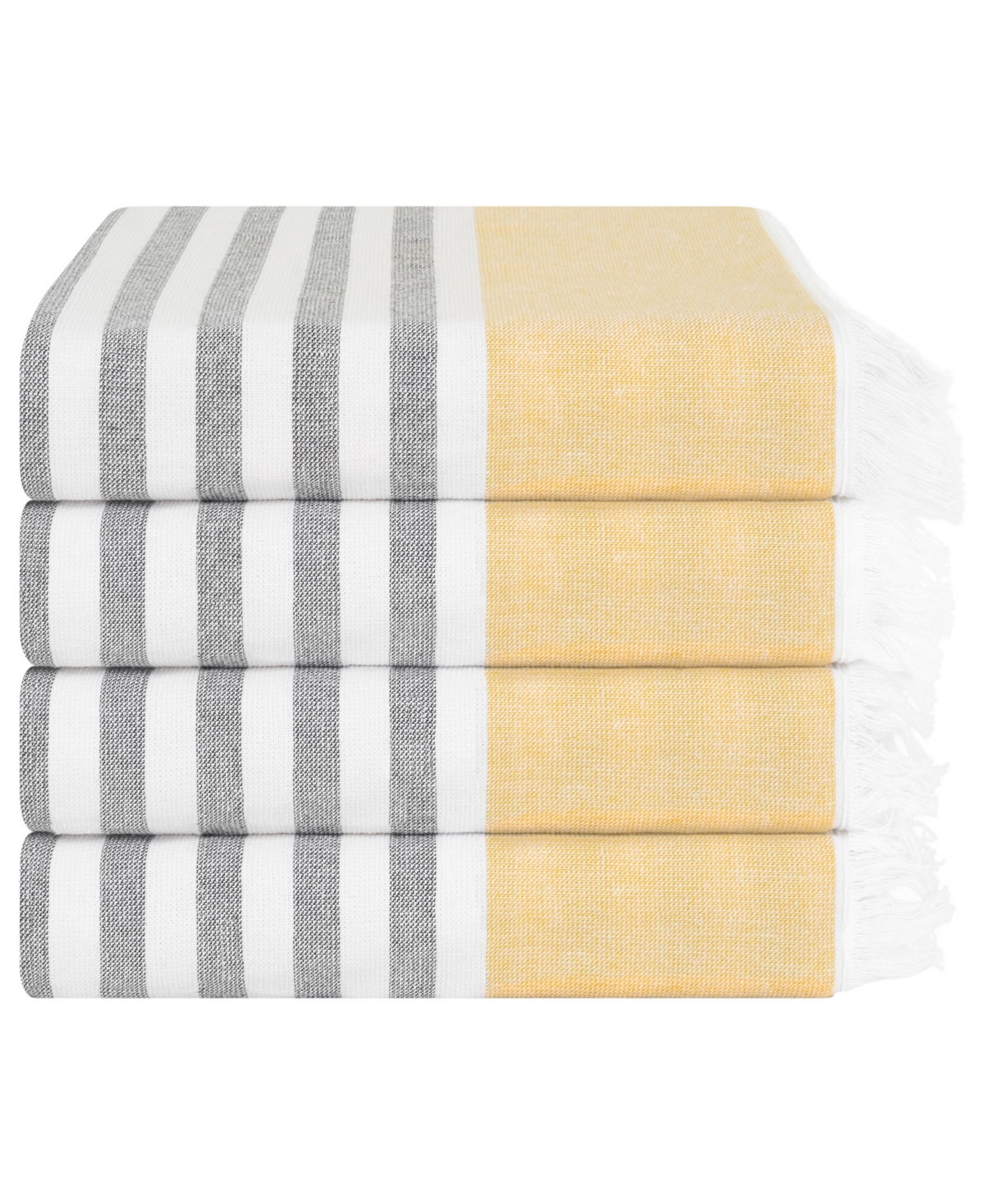 American Soft Linen Peshtemal 100% Turkish Cotton 4-pack Beach Towels, 35" X 60" In Yellow