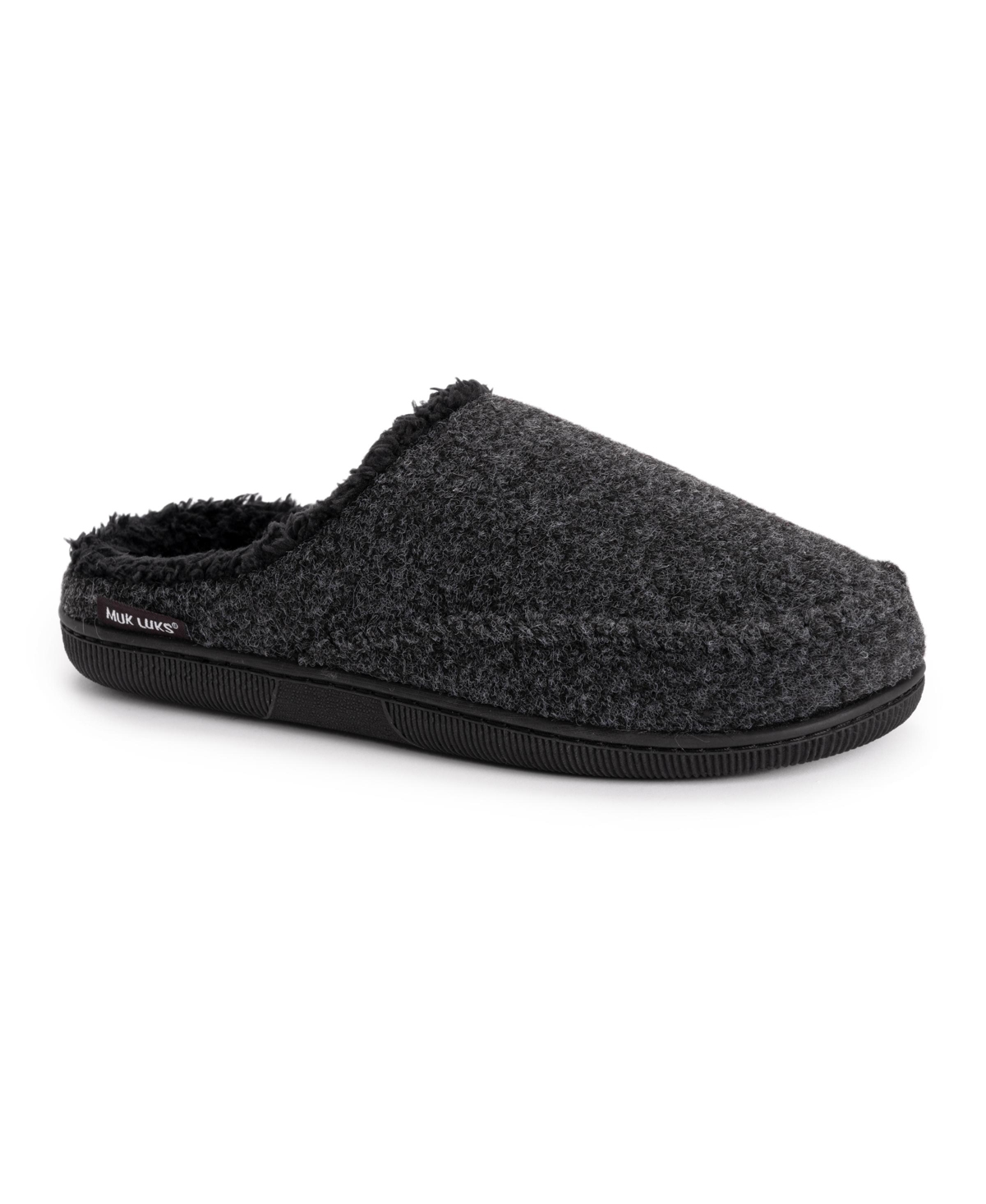 Men's Faux Wool Clog Slippers - Black