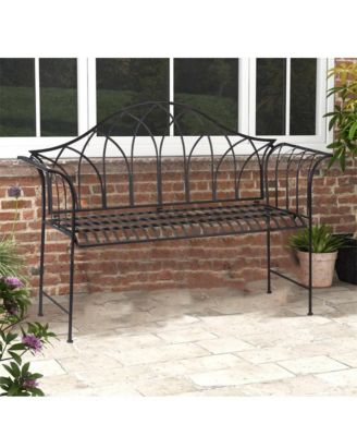 Classic Iron Garden Bench - Timeless Outdoor Seating for Patio or Lawn