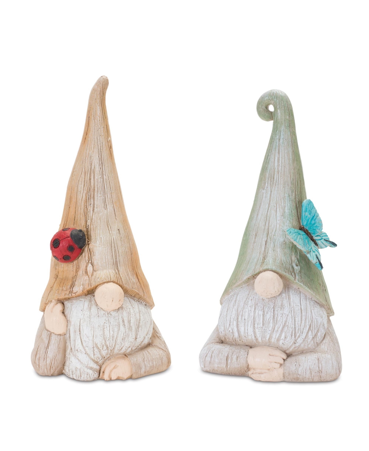 Slickblue Gnome Statue With Wood Grain Design (Set of 2) - Orange