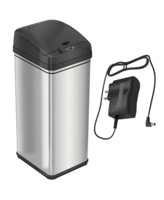 Stainless Steel Sensor Trash Can with AC Adapter and AbsorbX Odor Filter 13 Gallon Silver