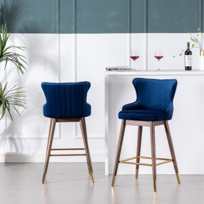 Fabric Upholstered Wingback Bar Stools, set of 2