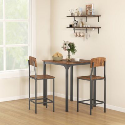 Three Piece Indoor Tabletop Collection w/Matching Seats Metal Legs for Stability