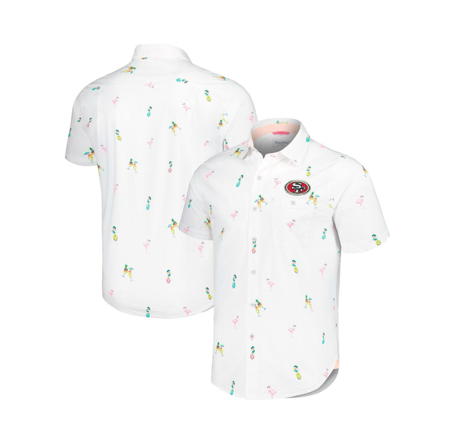 Men's White San Francisco 49ers Nova Wave Flocktail Button-Up Shirt