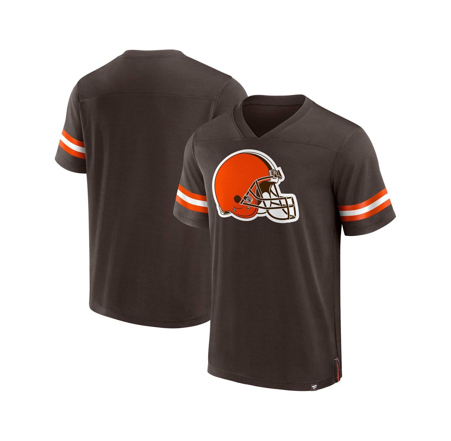 Men's Brown Cleveland Browns Jersey Tackle V-Neck T-Shirt