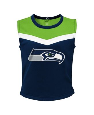 Girls Toddler Navy Seattle Seahawks Spirit Cheer Two-Piece Cheerleader Set with Bloomers