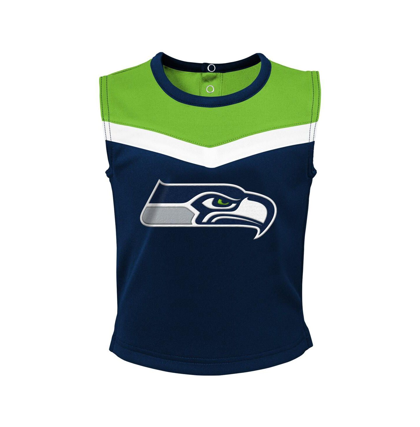 Outerstuff Girls Toddler Navy Seattle Seahawks Spirit Cheer Two-Piece Cheerleader Set with Bloomers — фото 3