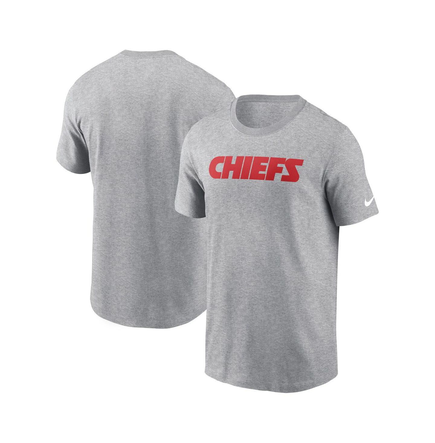 Мужская футболка Nike Heather Gray Kansas City Chiefs Primetime Wordmark Essential — фото 1