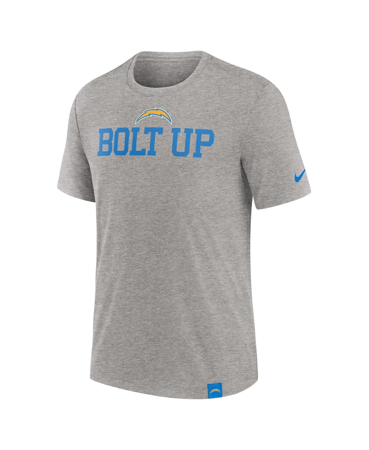 NIKE MEN'S HEATHER GRAY LOS ANGELES CHARGERS BLITZ TRI-BLEND T-SHIRT