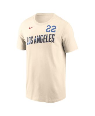 Men's Clayton Kershaw Cream Los Angeles Dodgers 2024 City Connect Fuse Name Number T-Shirt