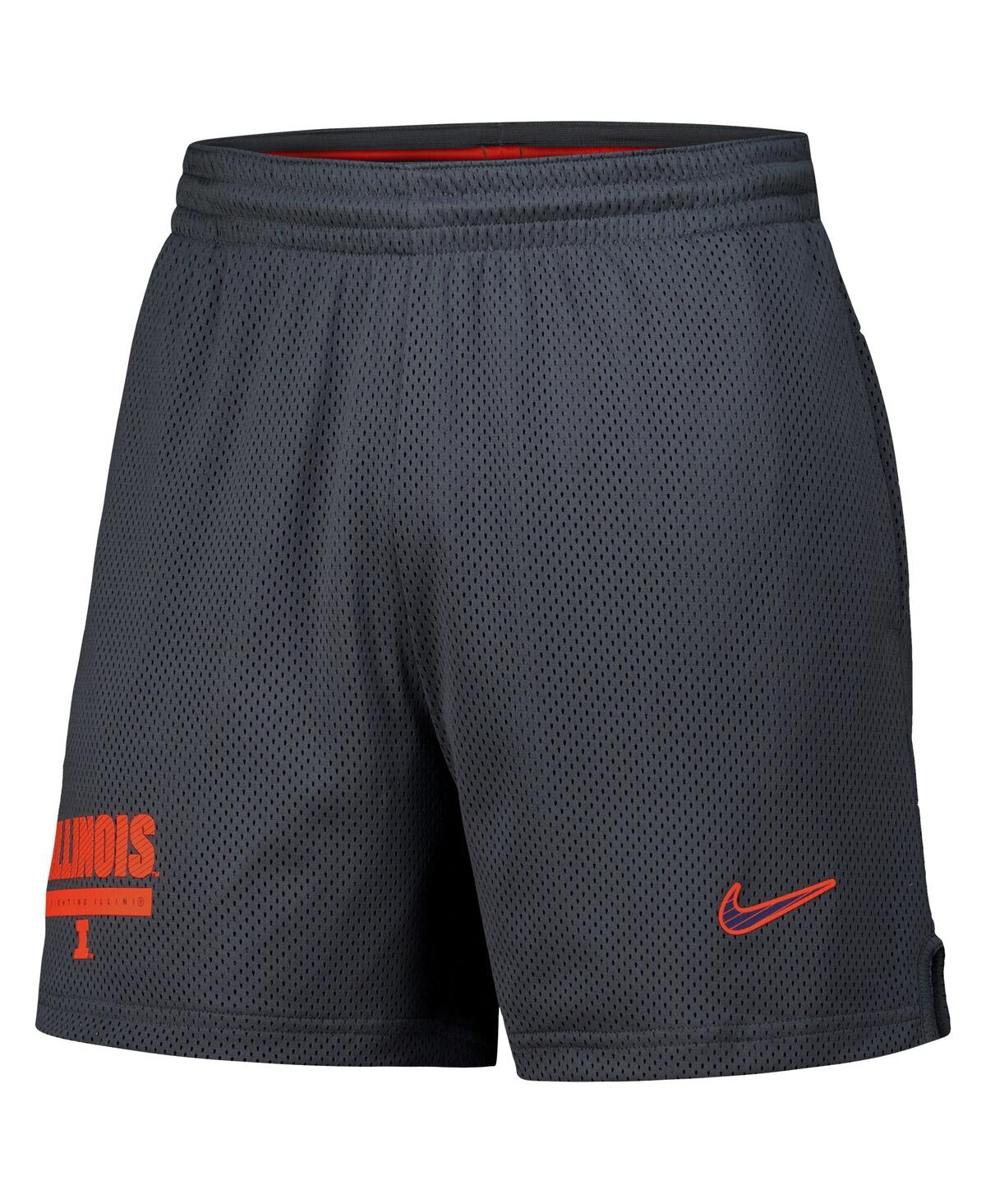 Nike Men'sIllinois Fighting Illini 2024 Sideline Mesh Shorts - Anthracite, Crimson
