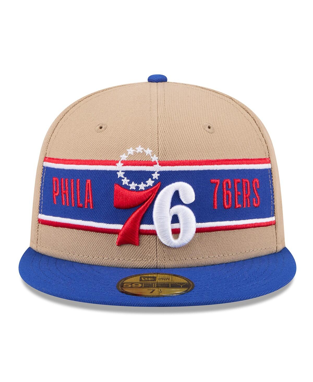 Shop New Era Men's Tan/royal Philadelphia 76ers 2024 Nba Draft 59fifty Fitted Hat In Tan,royal