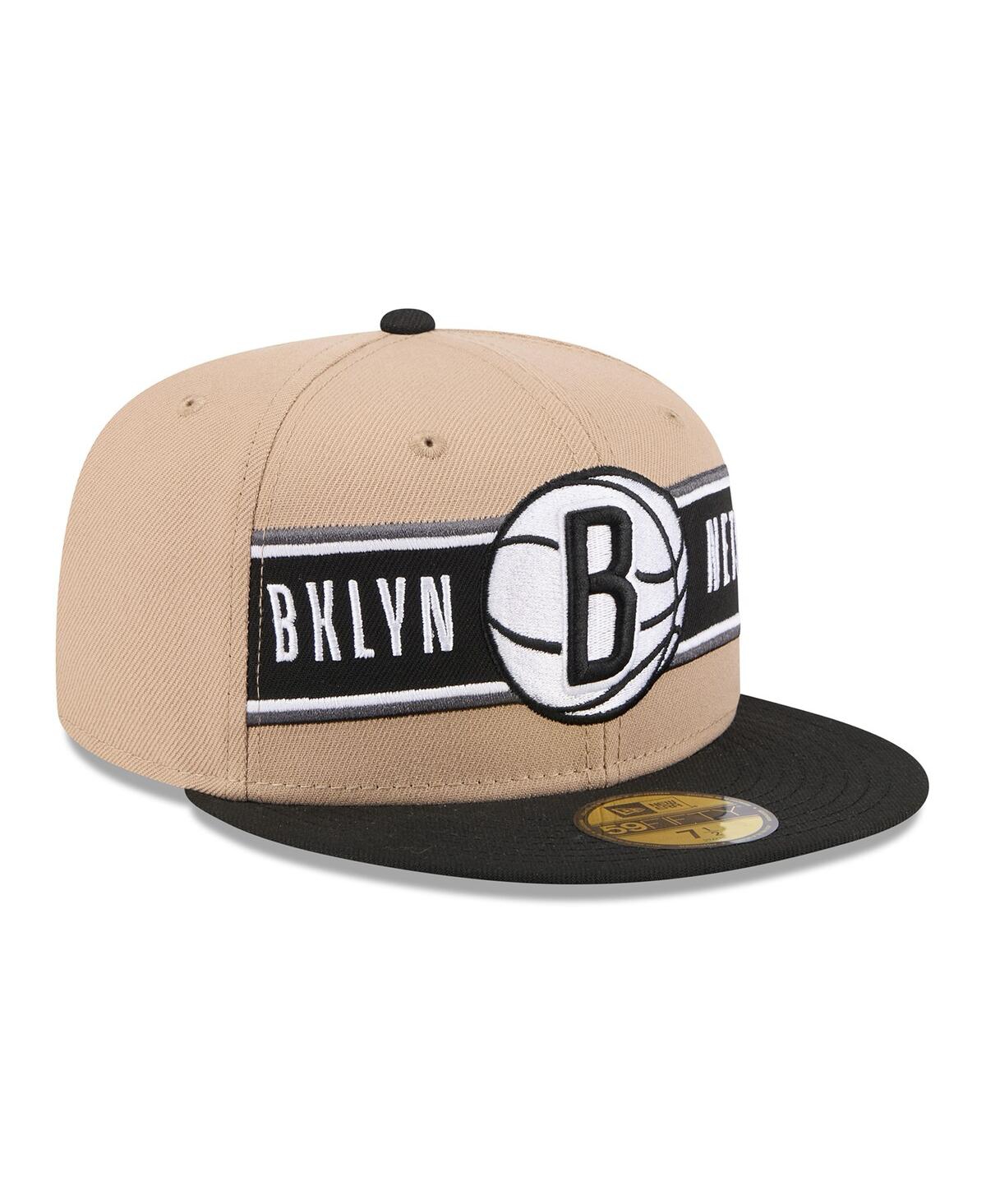 New Era Men'sBlack Brooklyn Nets 2024 Nba Draft 59FIFTY Fitted Hat - Tan, Black
