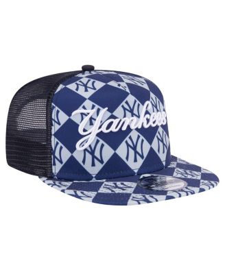 Men's Navy New York Yankees Seeing Diamonds A-Frame Trucker 9FIFTY Snapback Hat
