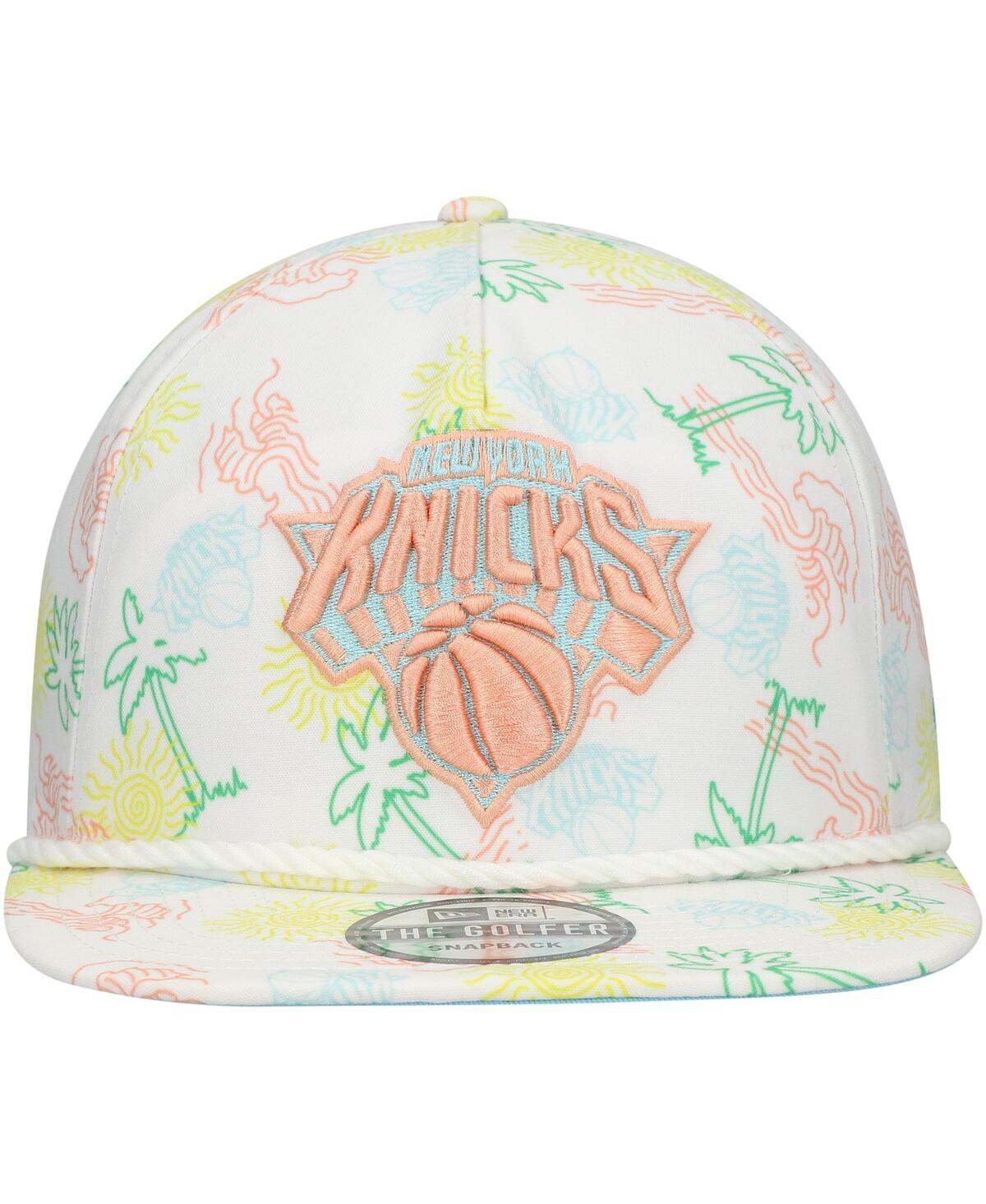 New Era Men'sNew York Knicks Palm Trees and Waves Golfer Adjustable Hat - White