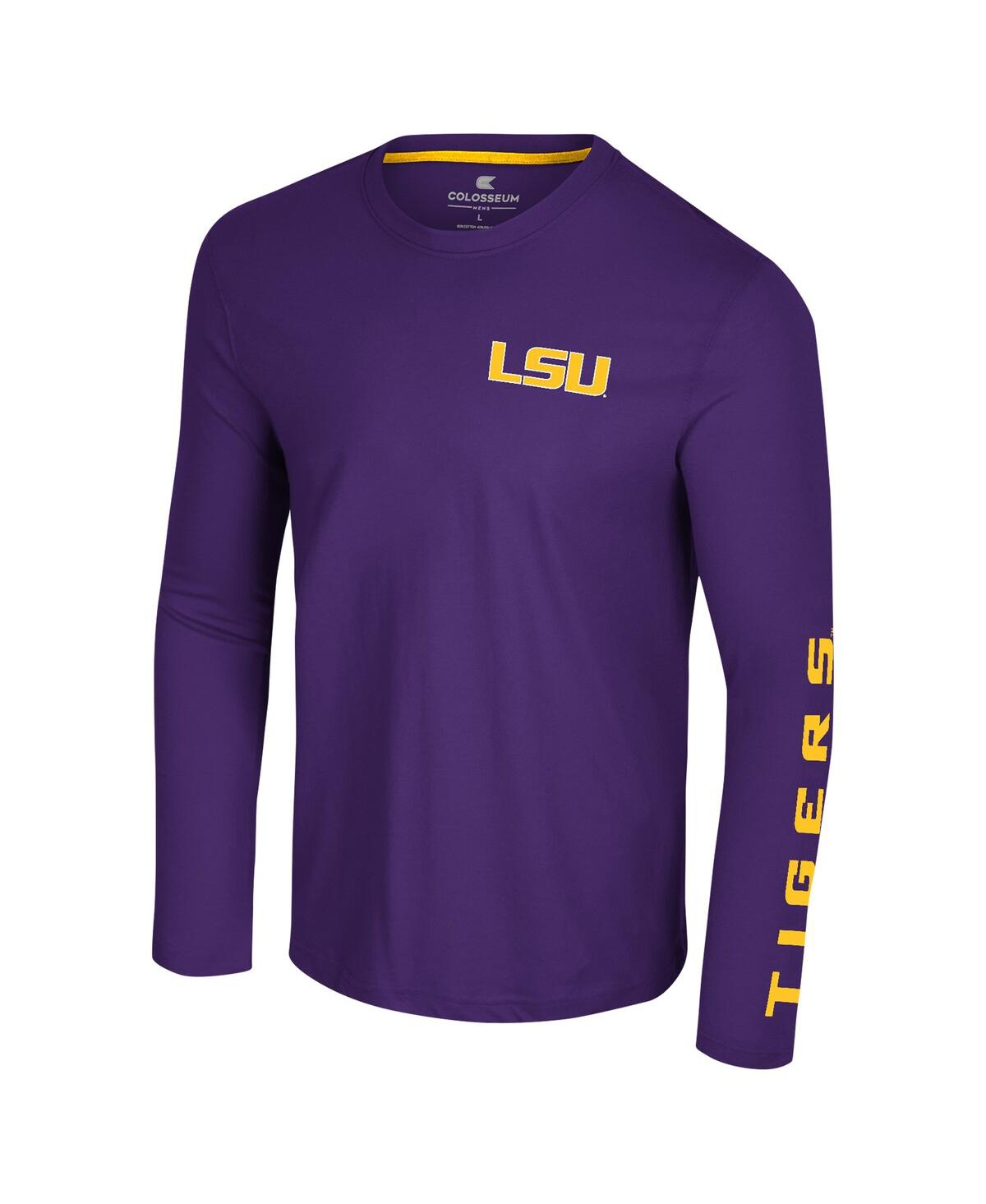 Colosseum Men's Purple Lsu Tigers Logo Lockup 3-hit Active Blend Long Sleeve T-shirt In Purple