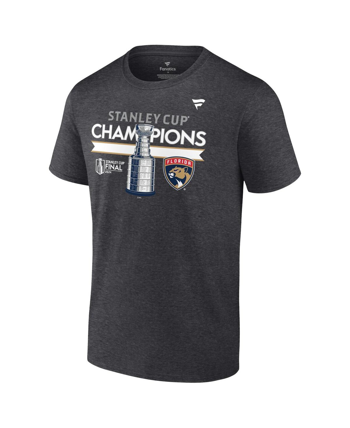 Fanatics Men'sFlorida Panthers 2024 Stanley Cup Champions Locker Room T-Shirt - Heather Charcoal