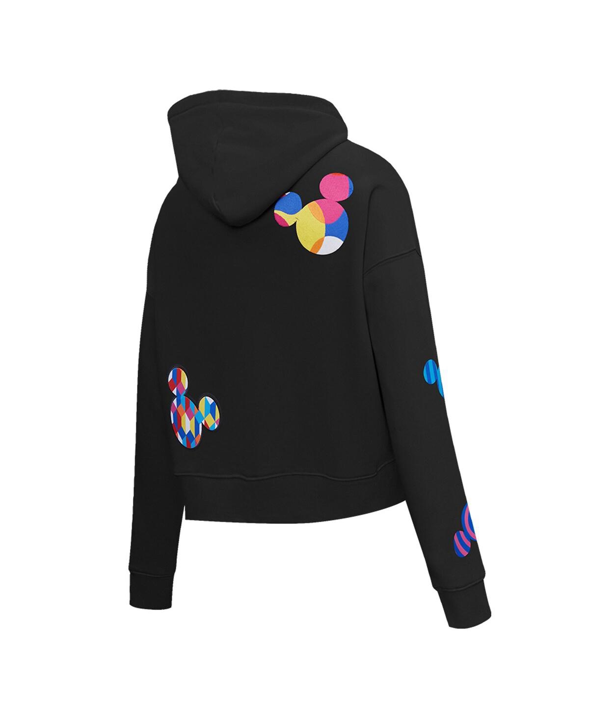 Freeze Max Women'sMickey Mouse Color Icons Expression Cropped Pullover Hoodie - Black