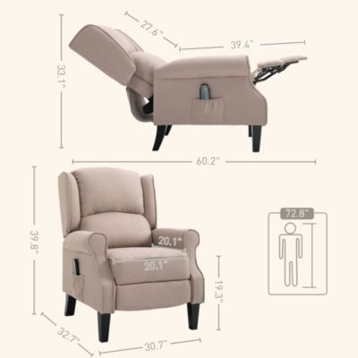 Massage Recliner Sofa with Heat Function, Remote Control,