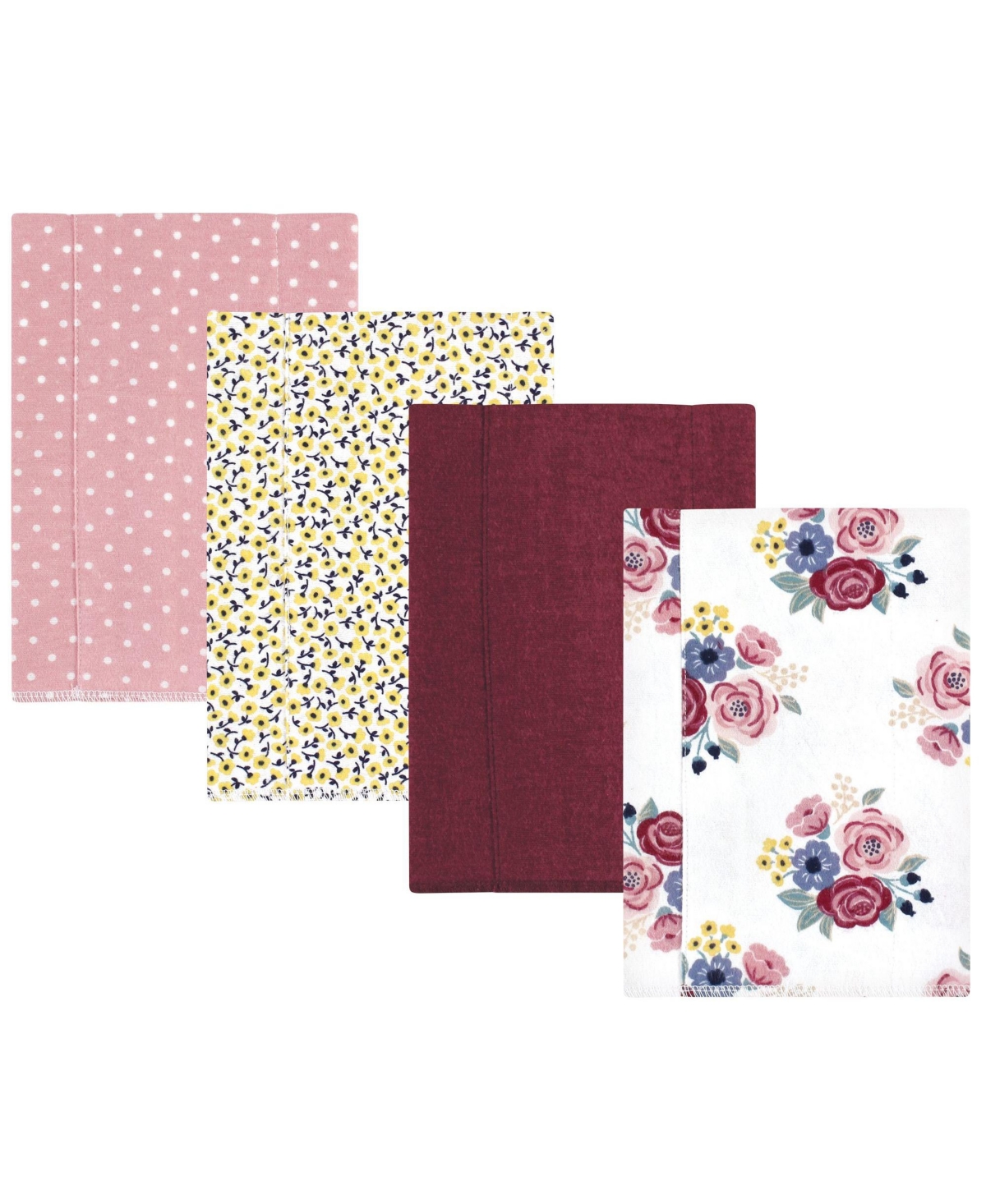 Hudson Baby Girls 4Pk Flannel Burp Cloth (Cotton Poly