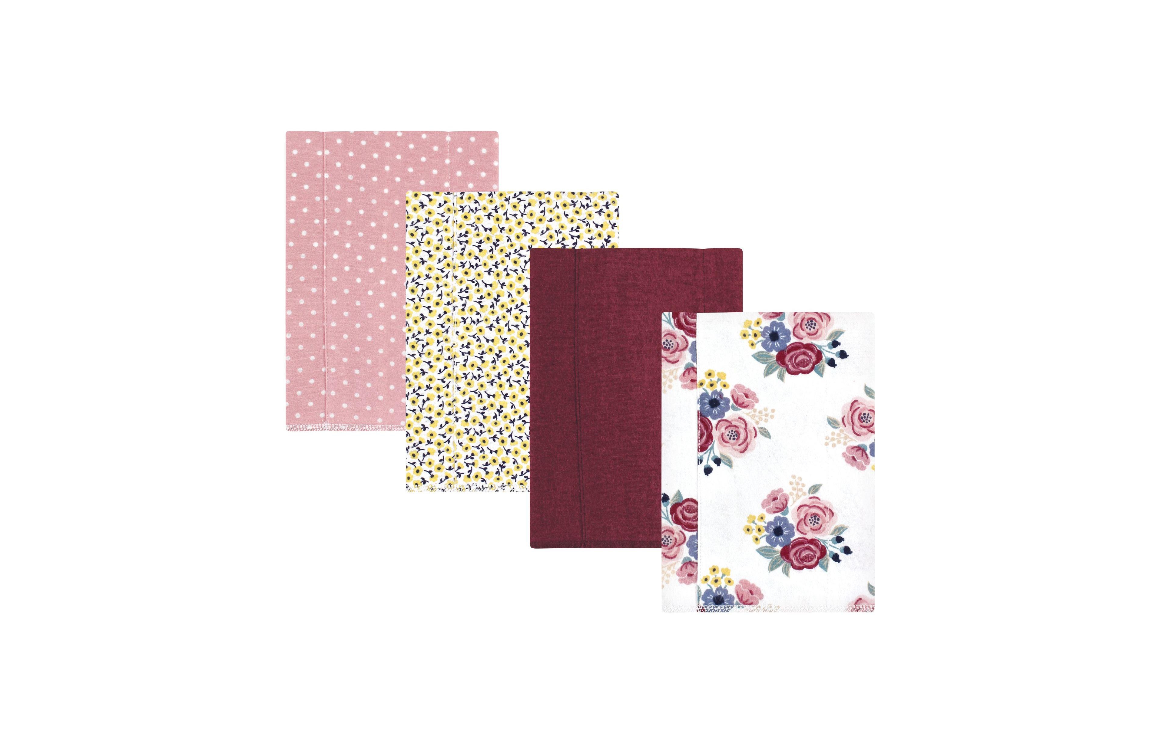 Hudson Baby Girls 4Pk Flannel Burp Cloth (Cotton Poly