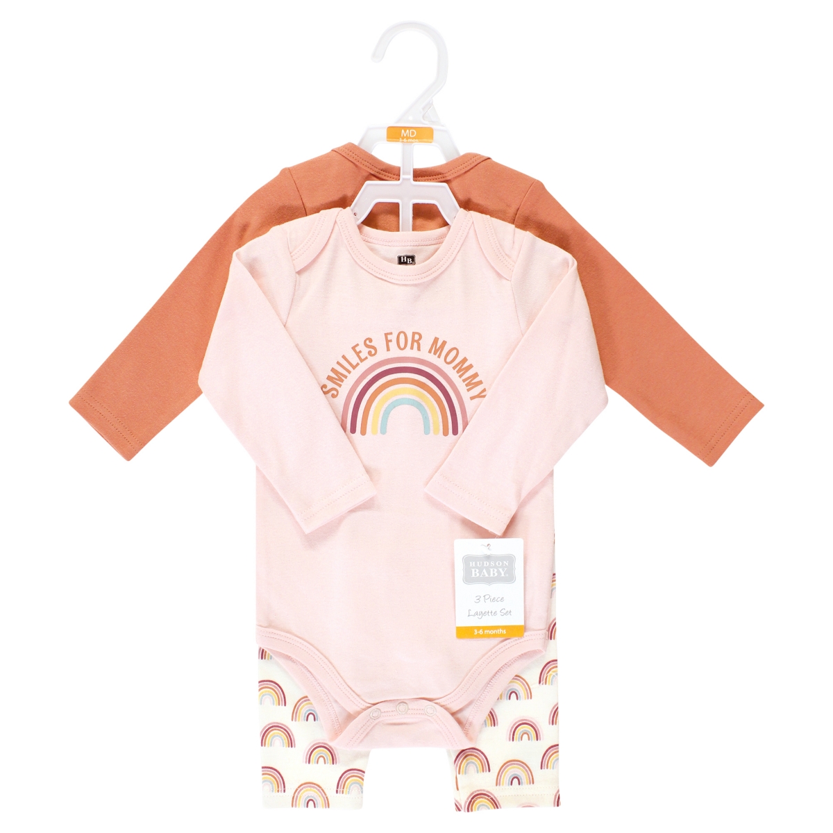 Hudson Baby Baby Girls Long-Sleeve Bodysuits and Pants, Sunshine Rainbows Long-Sleeve - Sunshine rainbows long-sleeve