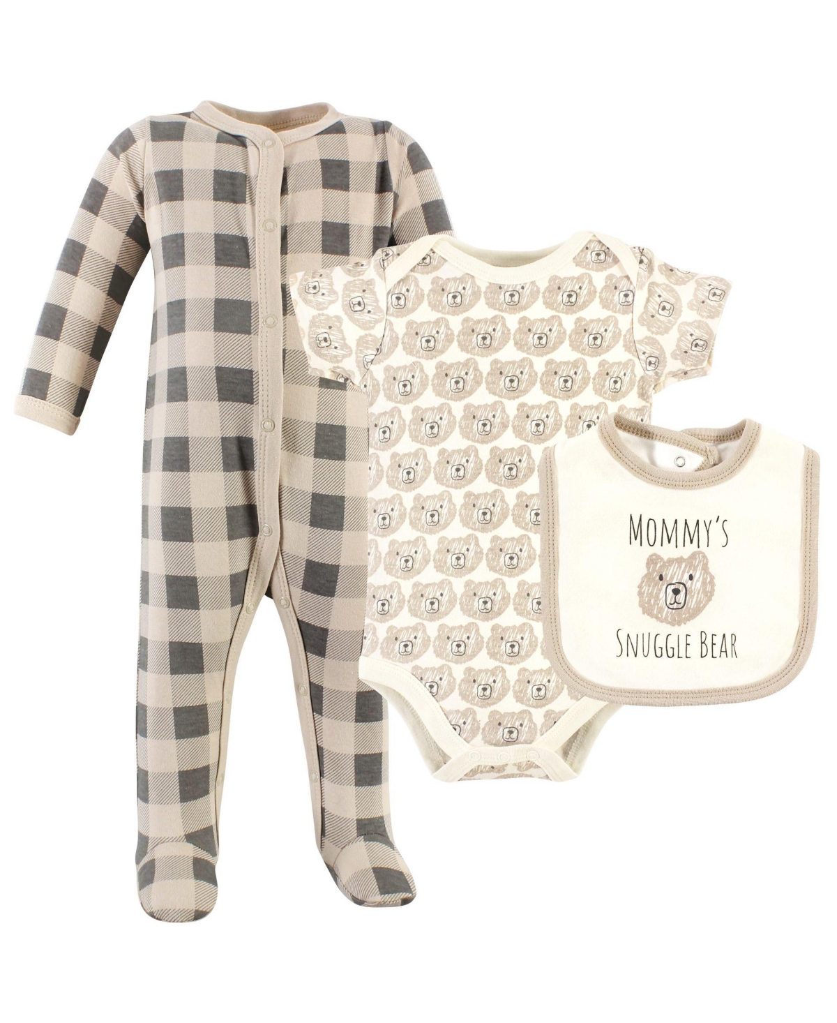 Hudson Baby Baby Boys Cotton Sleep and Play, Bodysuit and Bandana Bib Set
