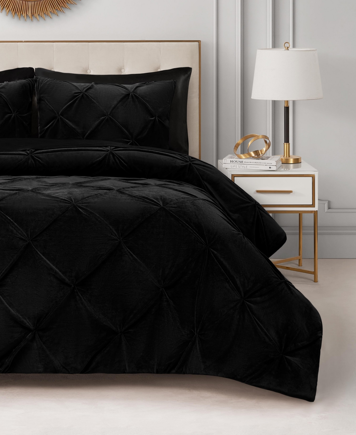 Juicy Couture Kiss Pleat Plush 3-pc. Comforter Set, King In Black