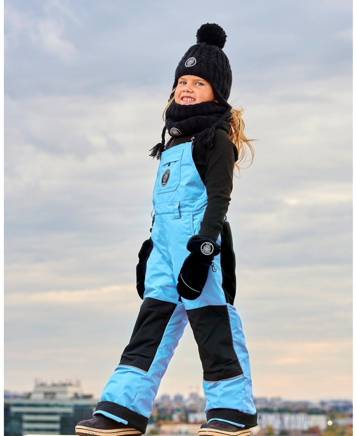 Deux par Deux Kids Unisex Overall Snow Pants- Air blue