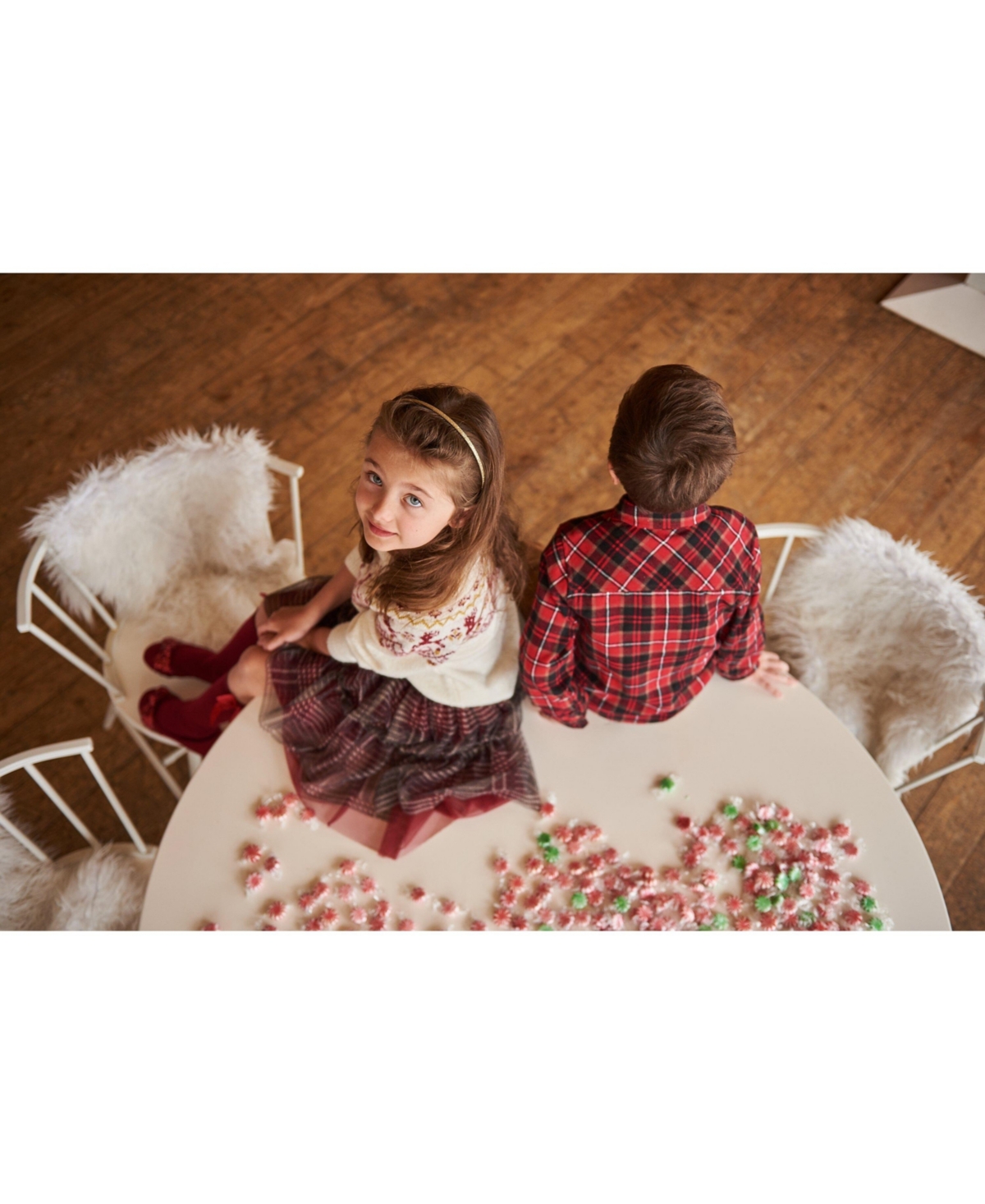 Deux par Deux Big Girls Glittering Tulle Skirt- Red plaid