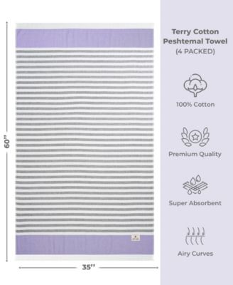 Peshtemal 100% Turkish Cotton 4-Pack Beach Towels, 35" x 60" 