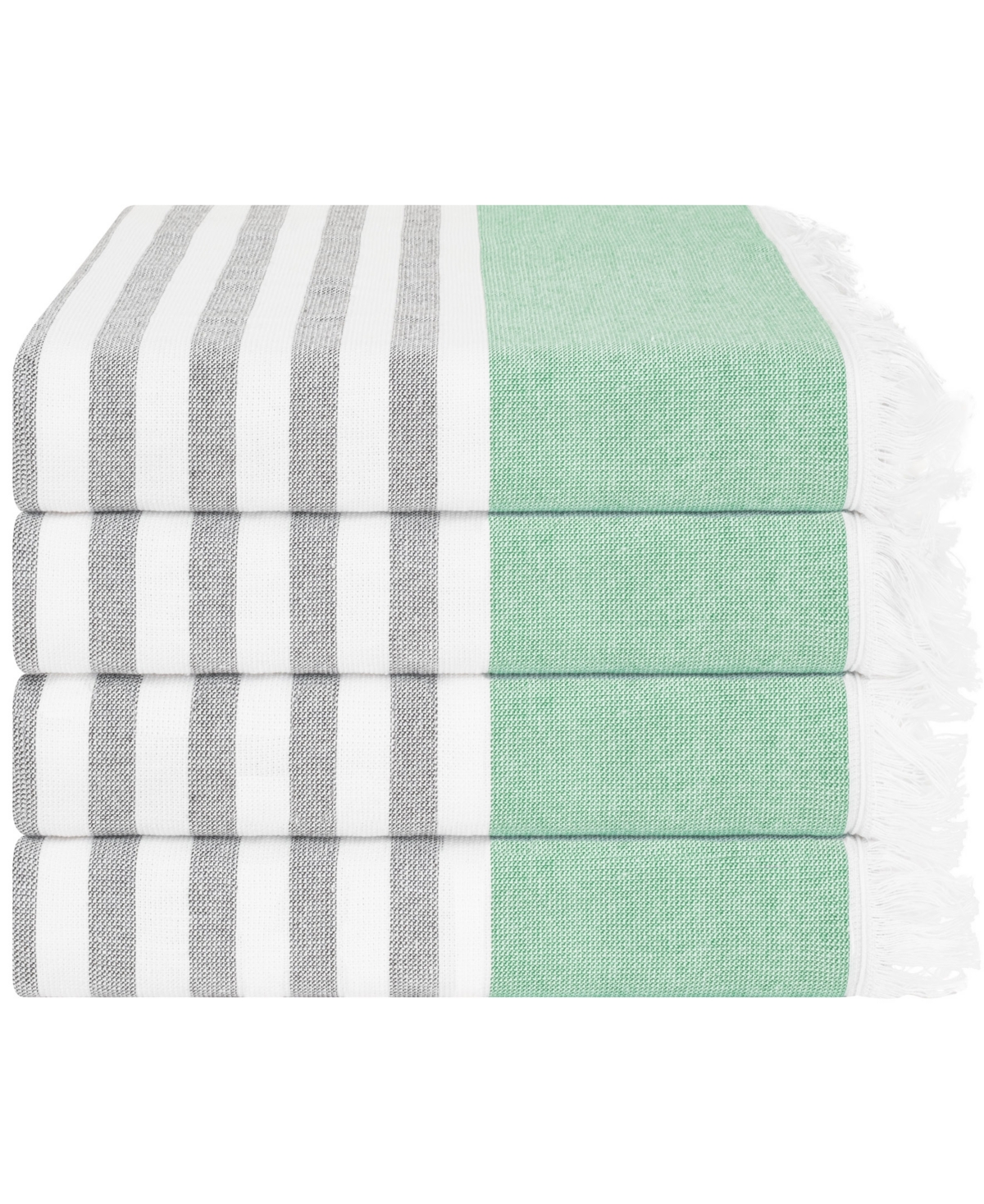 American Soft Linen Peshtemal 100% Turkish Cotton 4-pack Beach Towels, 35" X 60" In Green