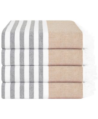 Peshtemal 100% Turkish Cotton 4-Pack Beach Towels, 35" x 60" 
