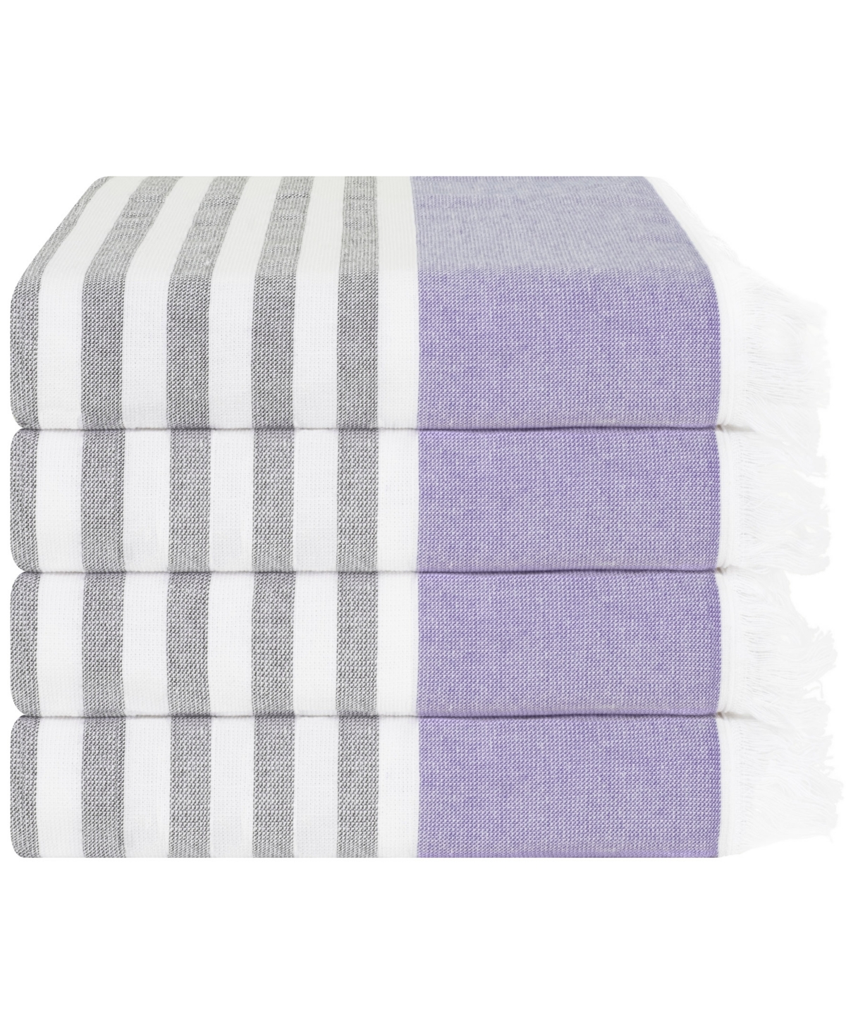 American Soft Linen Peshtemal 100% Turkish Cotton 4-pack Beach Towels, 35" X 60" In Purple