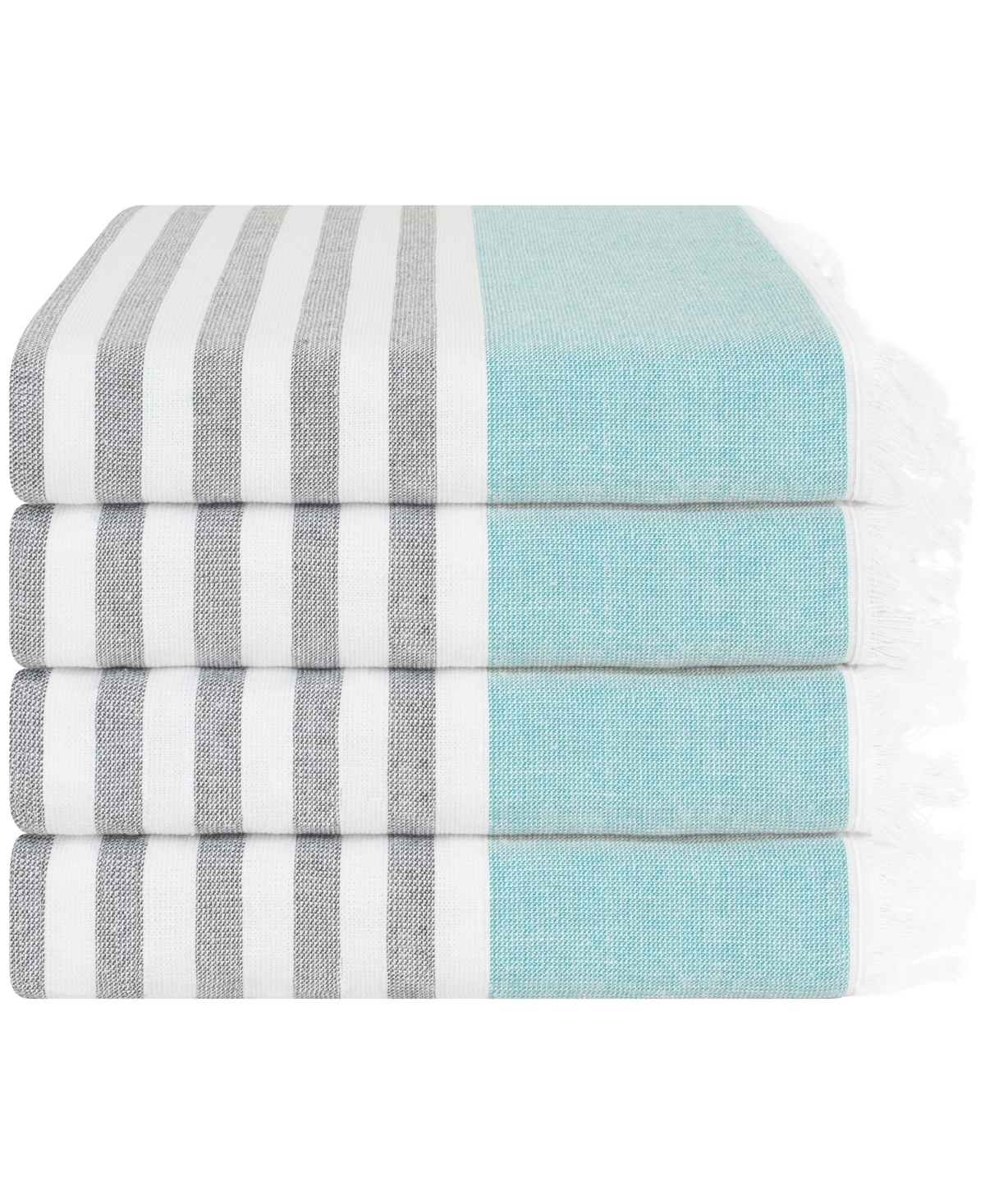 American Soft Linen Peshtemal 100% Turkish Cotton 4-pack Beach Towels, 35" X 60" In Sky Blue