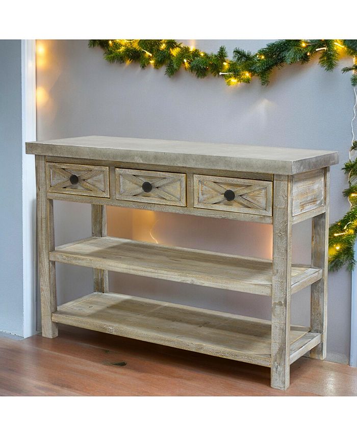 Slickblue Rustic Multi-Purpose Table Featuring 2 Shelves and 3 Drawers ...