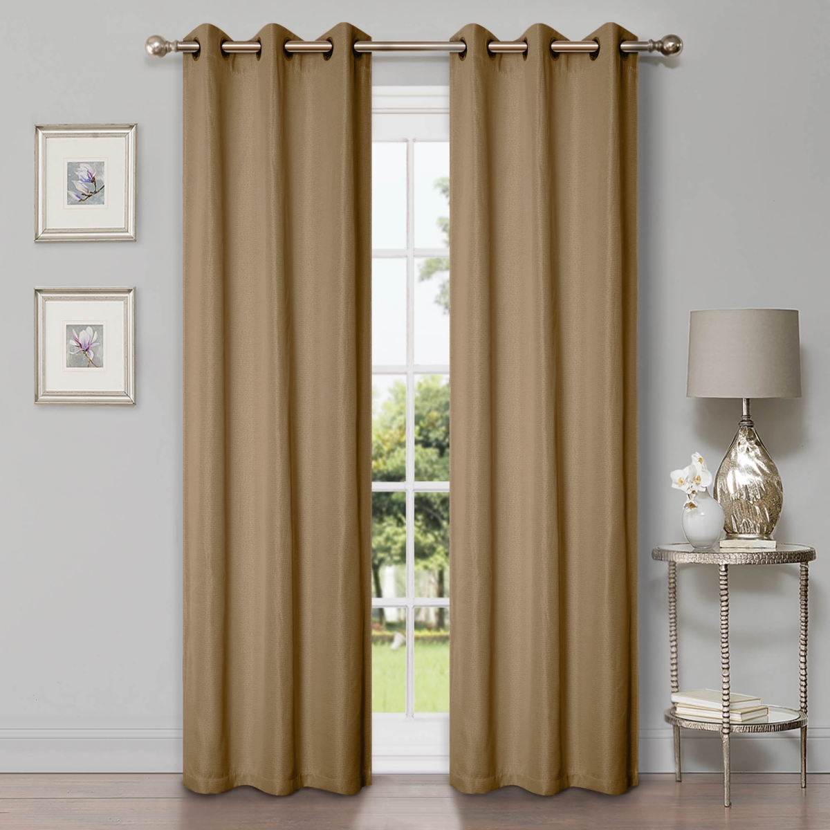 Superior Linen-Inspired Classic Room Darkening Modern Fade Resistant -Piece Curtain Set with Grommet Header Top