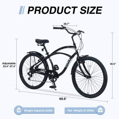 Streamdale 7 Speed Bicycles 26"Inch Multiple Colors Men's Beach Cruiser Bike