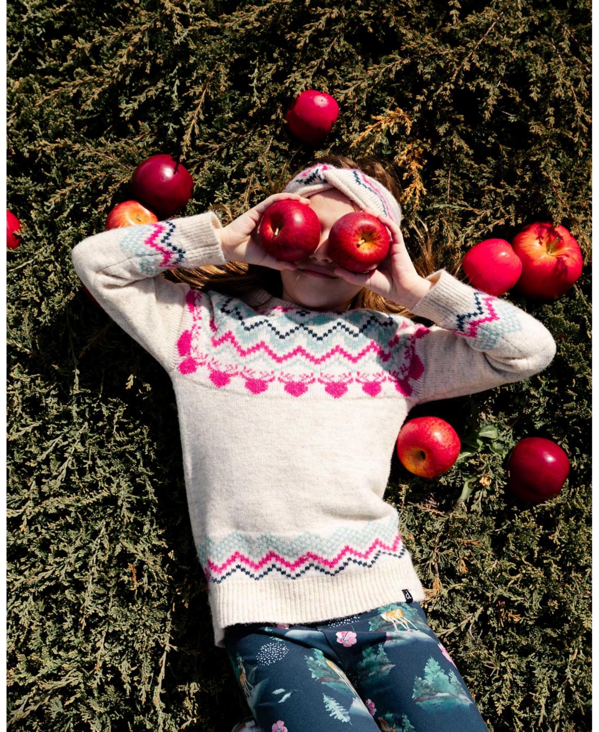 Deux par Deux Big Girls Norwegian Jacquard Sweater- Beige mix