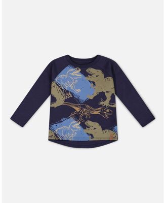 Raglan T-Shirt With Dinosaur Print Navy Raglan T-Shirt With Dinosaur Print Navy