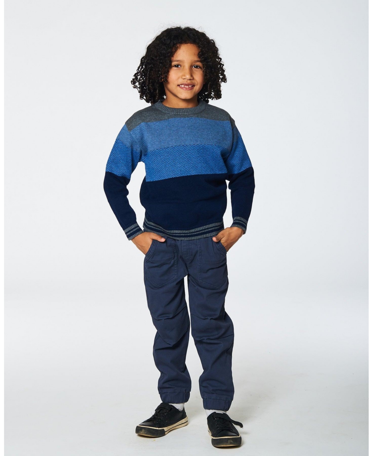 Deux par Deux Big Boys Stretch Twill Pleated Knee Jogger Pants- Dark grey