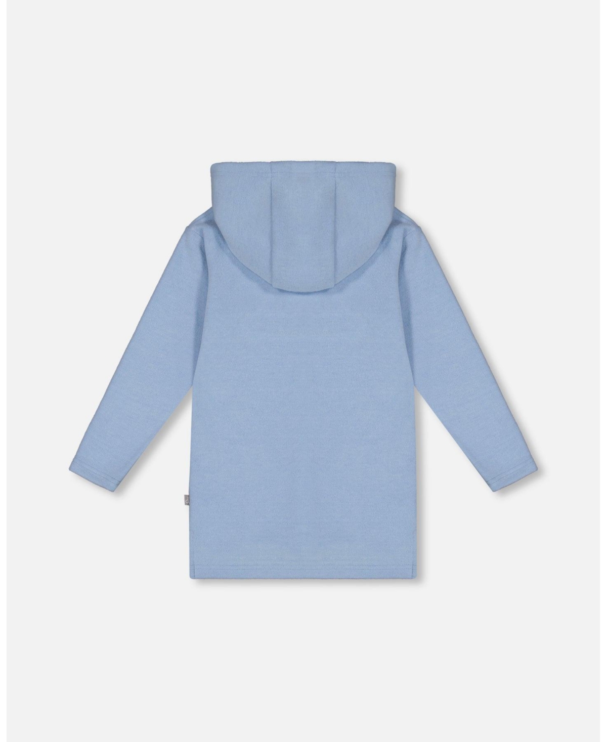 Deux par Deux Big Girls Hooded Rib Tunic- Light blue