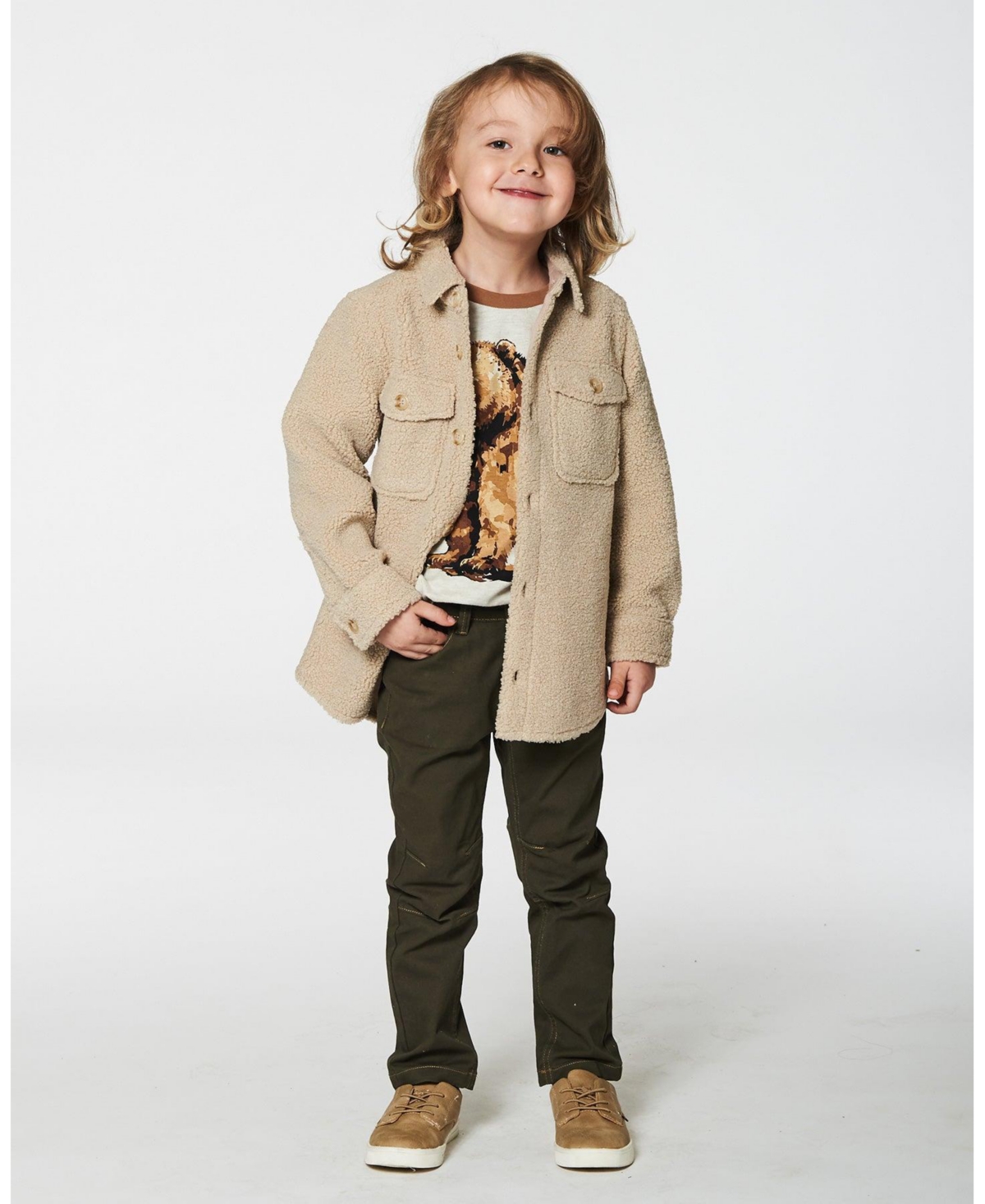 Deux par Deux Baby Boys Baby Stretch Twill Straight Leg Pants- Khaki green